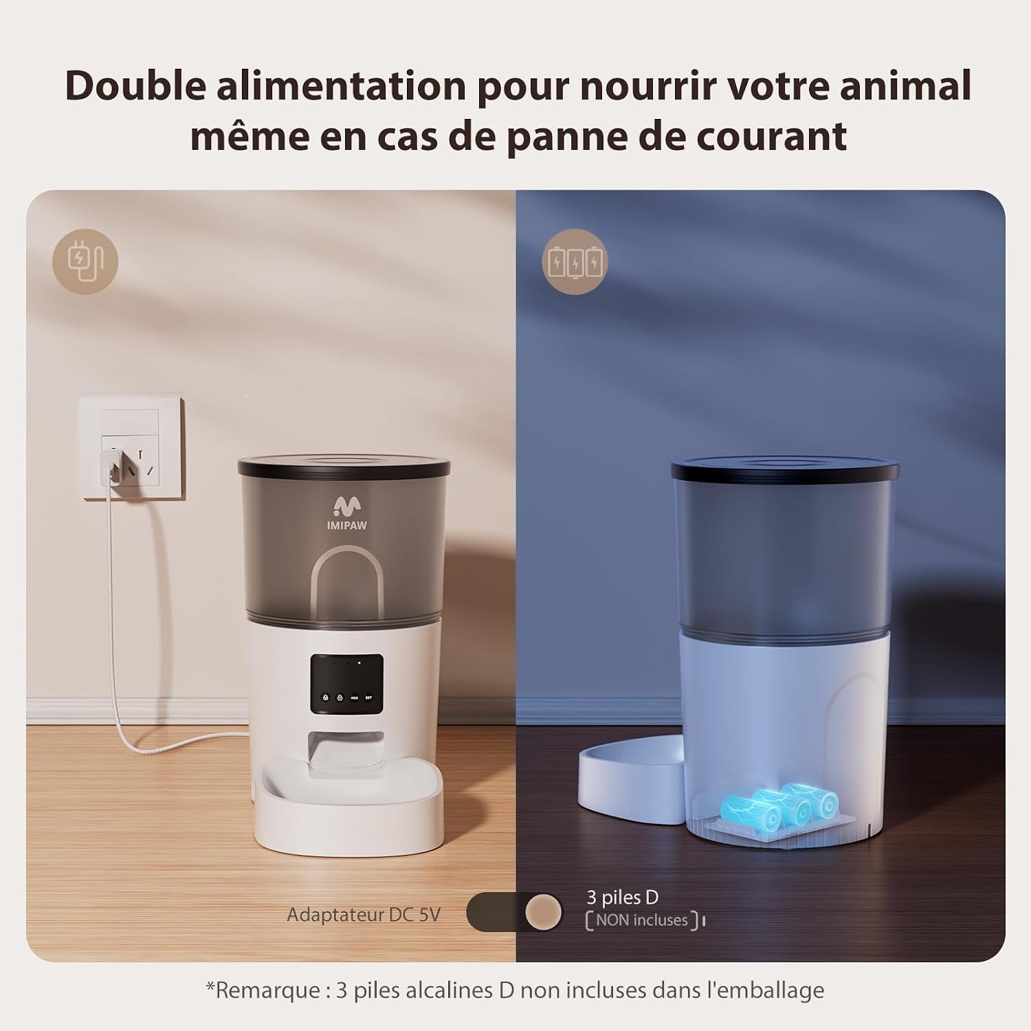 Distributeur Croquettes Chat Automatique 3L - Alimentation Précise, Contrôle Facile via App, 1-10 Repas Par Jour, Convient Aux Chats Et Petits Chiens, Blanc