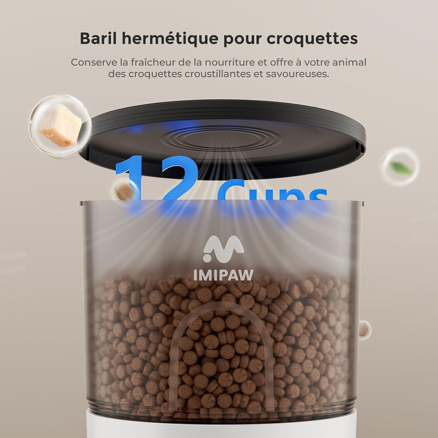 Distributeur Croquettes Chat Automatique 3L - Alimentation Précise, Contrôle Facile via App, 1-10 Repas Par Jour, Convient Aux Chats Et Petits Chiens, Blanc