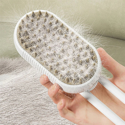 Massage Poilu™ – Brosse Vapeur 3-en-1 | Toilettage Doux Sans Stress & Anti-Poils Volants