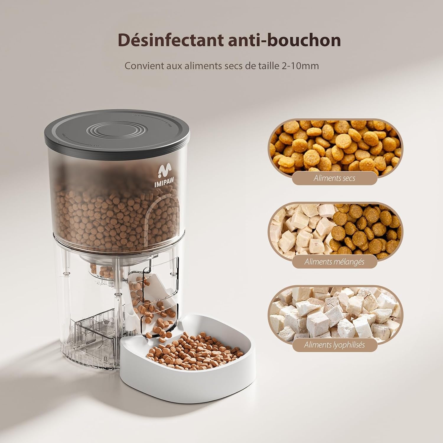 Distributeur Croquettes Chat Automatique 3L - Alimentation Précise, Contrôle Facile via App, 1-10 Repas Par Jour, Convient Aux Chats Et Petits Chiens, Blanc