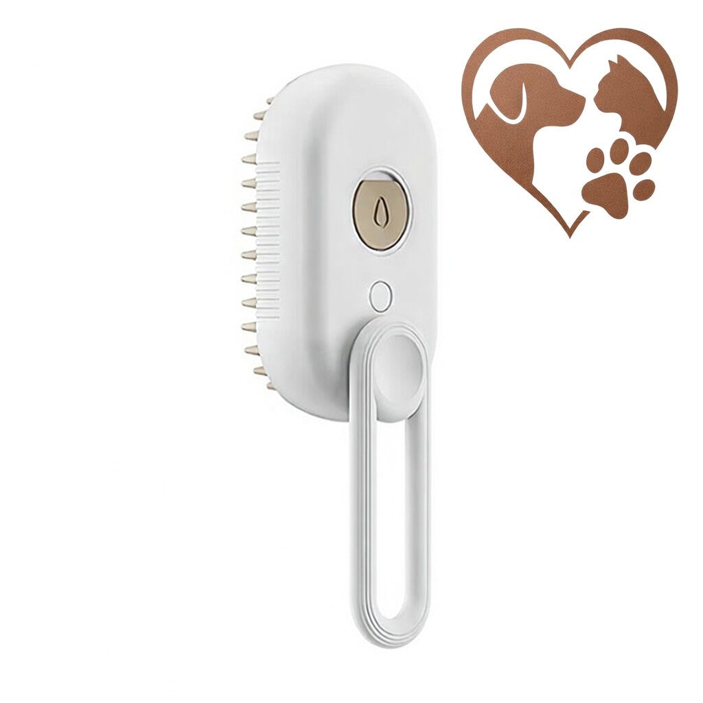 Massage Poilu™ – Brosse Vapeur 3-en-1 | Toilettage Doux Sans Stress & Anti-Poils Volants