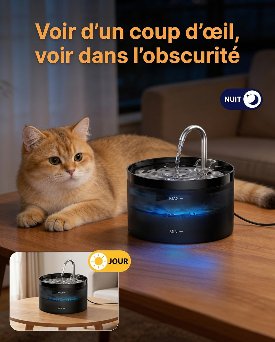 HydraPoilu™ – Fontaine Design Robinet 3,2L | Ultra-Silencieuse ≤25 dB & Filtration Multi-Étages | Noire